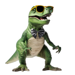 Fototapeta premium Tyrannosaurus wearing sunglasses. Isolated on transparent background.