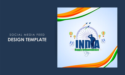 Vector illustration of Indian Independence Day social media story feed mockup template