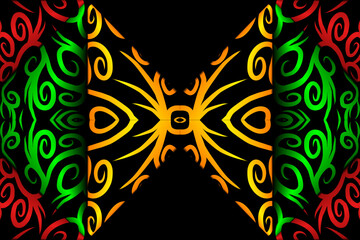Symmetrical batik ethnic dayak ornament line art pattern for background wallpaper textile or fashion 