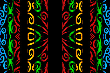 Symmetrical batik ethnic dayak ornament line art pattern for background wallpaper textile or fashion 