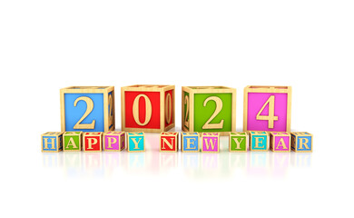 New Year 2024 Creative Design Concept - 3D Rendered Image	
