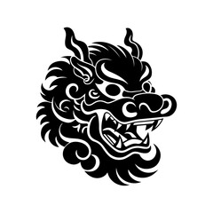 Chinese's Dragon Year vector silhouette of dragon black illustration isolated on white 2024 symbol logo tattoo design