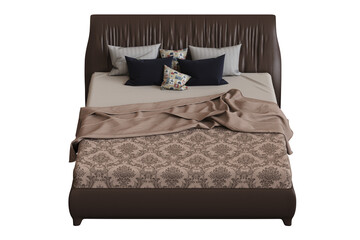 bed isolate on a transparent background, interior furniture, 3D illustration, cg render
