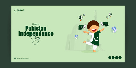Vector illustration of Happy Pakistan Independence Day social media story feed mockup template