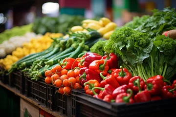 Keuken spatwand met foto vegetables on stall © ding