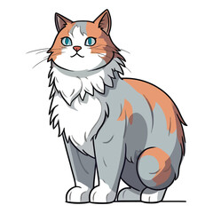 Nordic Beauty: Artistic 2D Illustration of a Graceful Norwegian Forest Cat