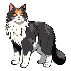 Fototapeta premium Nordic Beauty: Artistic 2D Illustration of a Graceful Norwegian Forest Cat