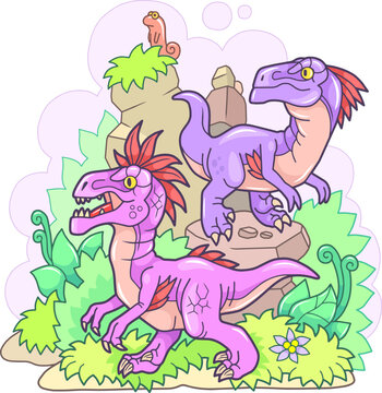 prehistoric dinosaur velociraptor, illustration design