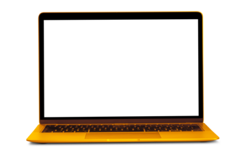a modern gold laptop computer  isolated on the png background