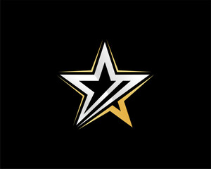 Vector luxury star logo concept gold and metallic color