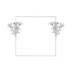 square line art floral frame
