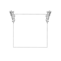 square line art floral frame