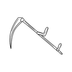 A hand drawn doodle icon of garden scythe vector