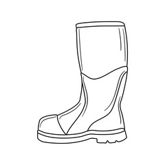 Doodle rubber boots isolated on a white background. Hand drawn,