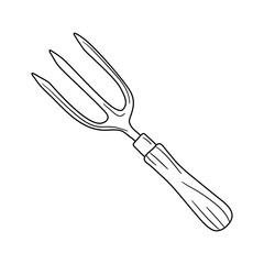 Garden fork. Hand drawn vector illustration