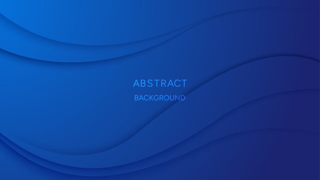 Blue abstract background with paper cut wavy line, landing page , banner, presentation, poster in 3d, orgami style, vector illustration.	
