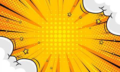 Naklejka premium Yellow comic zoom cartoon template background