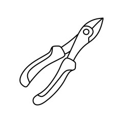 Side Cutters Icon. Doodle Hand Drawn Sketch Design. Vector Illustration.