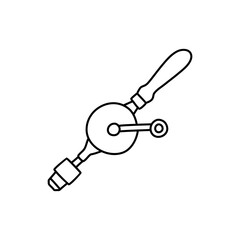 Hand drill icon in sketch style. Woodworking tool vector illustration.