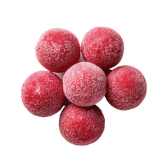 Raspberry rum balls isolated on transparent background