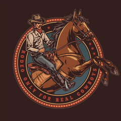 Rodeo real cowboy colorful sticker