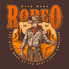 Wild west rodeo flyer colorful