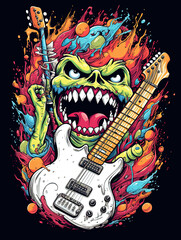 Monsters rock and roll. T-shirt design project