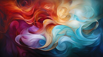 abstract painting with bright colors and swirling lines