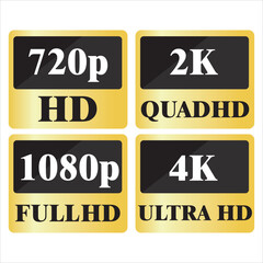 4k ultrahd , 2k quadhd , 1080 fullhd and 720 hd dimensions of video