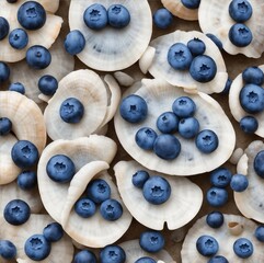 blueberries on seashells in the beach 1