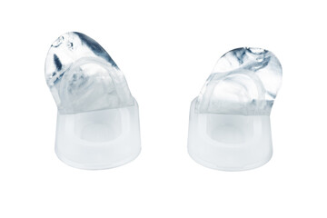Opened blister pack of contact lenses isolated on white