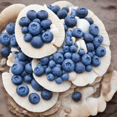 blueberries on seashell design