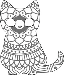 Cat vactor mandala design illustration