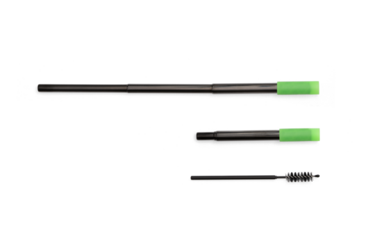 Reusable Retractable Steel Drinking Straw Black Metal with cleaner on White Background with Shadow