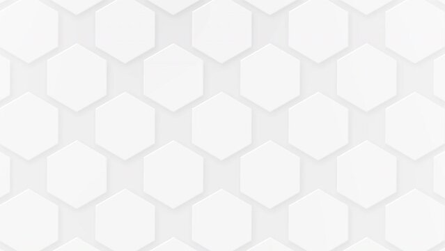 Light grey and white abstract geometric hexagon pattern background loop