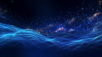 Fototapeta premium Dark blue futuristic technology lines background. 3d render abstract futuristic background with dark blue glowing neon moving high speed wave Zigzag lines and bokeh lights