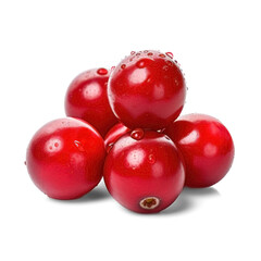 Cranberry close up, with leaves, isolated on transparent