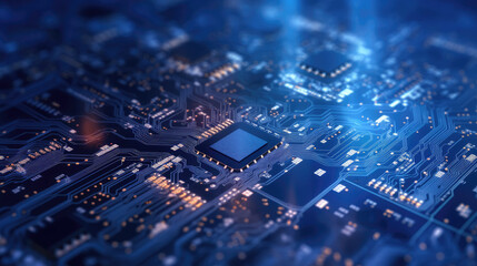 Computing processor, CPU, microchip and electronic circuit board. Advanced technology conceptual background - Generative AI