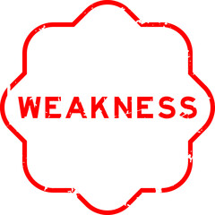 Grunge red weakness word rubber seal stamp on white background