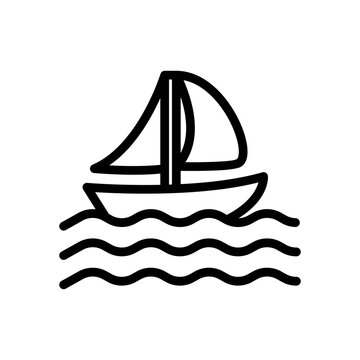 sailboat icon black white in line style. icons for logos, websites, apps, and more