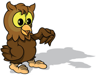 Brown Wise Owl is Talking and Gesturing with its Wings