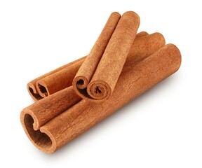 Cinnamon sticks isolated on white background  