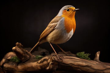 The European robin (Erithacus rubecula) known simply as the robin or robin redbreast. Generative AI.