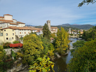 Fototapeta na wymiar Cividale del Friuli old town center above the river Natisone