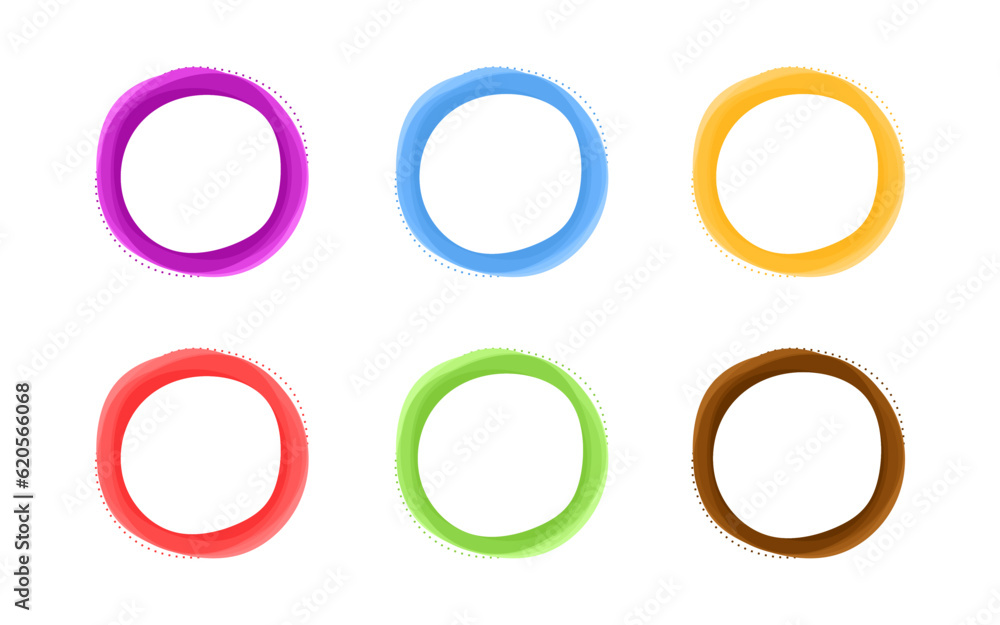 Aufkleber set of circle frames with text copy space. vector frame collection in different color isolated on wh