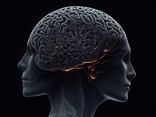 Human brain on mental idea mind Concept. Artificial Digital Brain big Data. Generative AI.