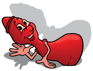Smiling Red Ludo Game Figure Lying on the Ground