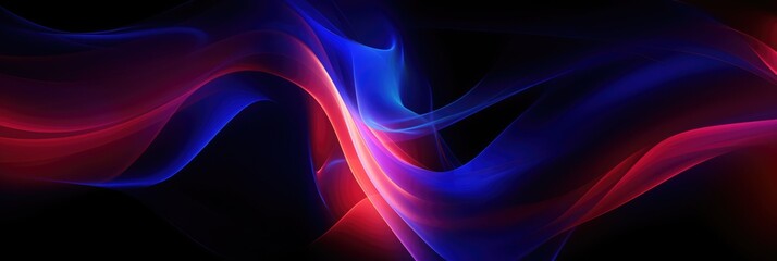 Multi coloured neon waves on black background, created using generative ai technology