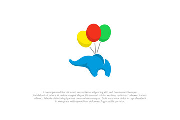 logo elephant baloon happy fun colorful playful animal fly