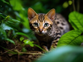 Naklejka na ściany i meble Bengal Kitten exploring the nature(Generative AI)
